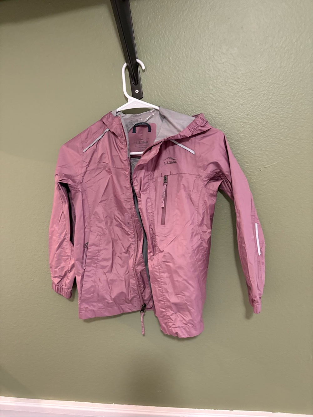L.L. Bean Girls' Dusty Rose Hooded Raincoat